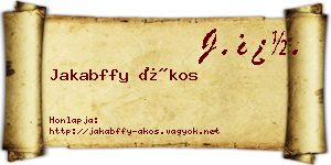 Jakabffy Ákos névjegykártya
